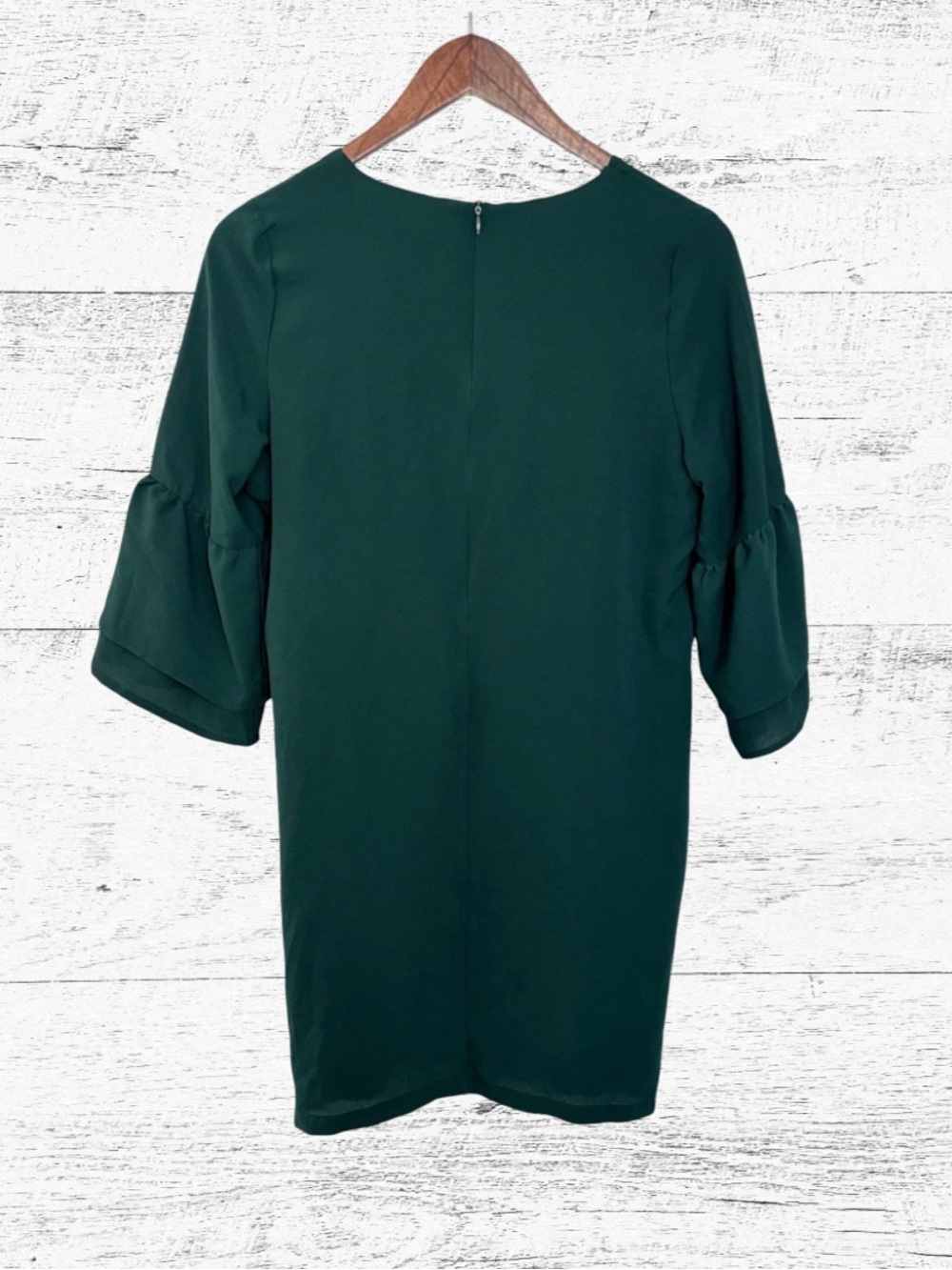 Women's Emerald Green V-Neck Bell Sleeve Top - Picture 2 of 3